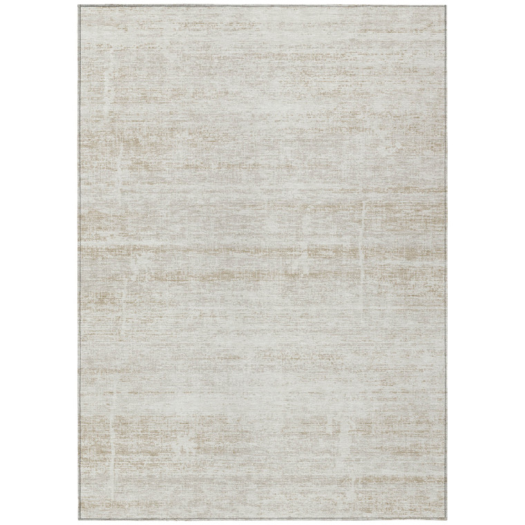 3' X 5' Ivory Beige And Tan Abstract Washable Indoor Outdoor Area Rug - Ivory, Beige, Tan