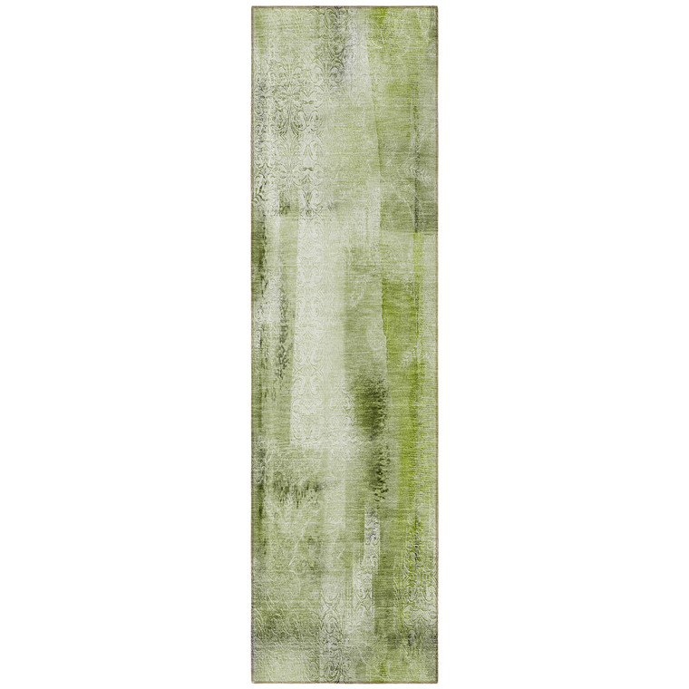 8' Runner Sage Washable Non Skid Indoor Outdoor Runner Rug