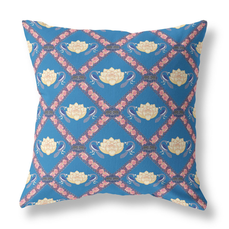 20"x20" Blue Yellow Pink Blown Seam Broadcloth Geometric Throw Pillow