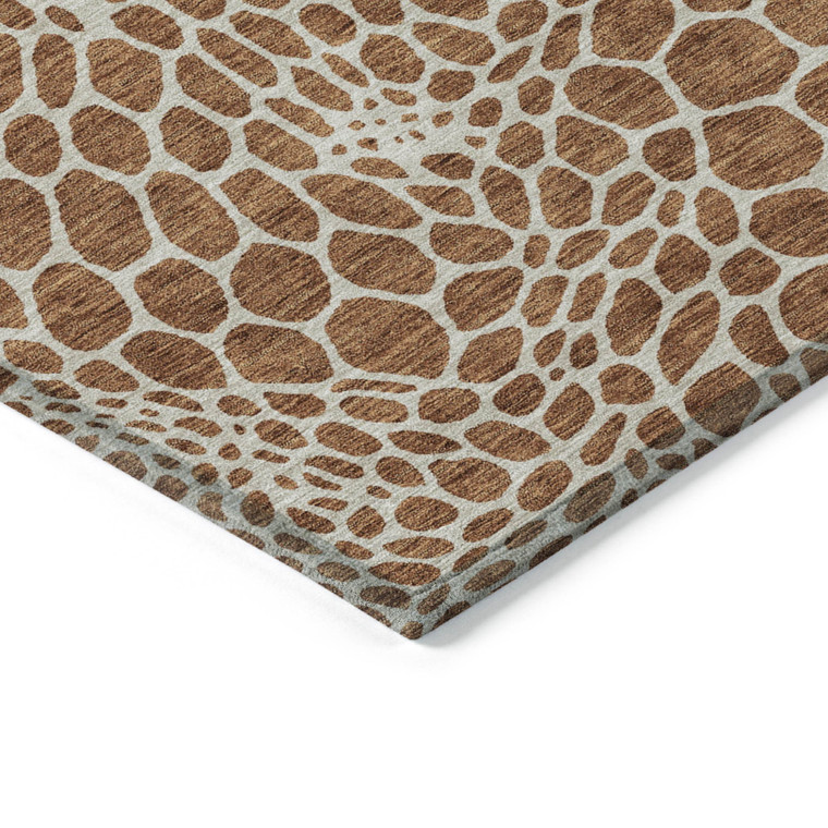 5' X 8' Brown And Beige Geometric Washable Indoor Outdoor Area Rug Transitional Style - Brown, Beige Color