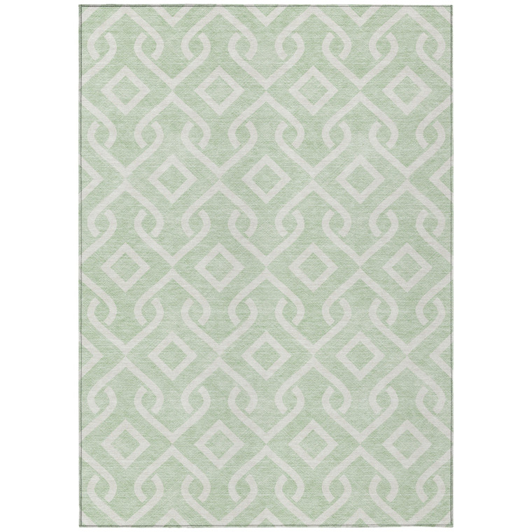 3' X 5' Mint Green And Ivory Geometric Washable Indoor Outdoor Area Rug - 608219275334