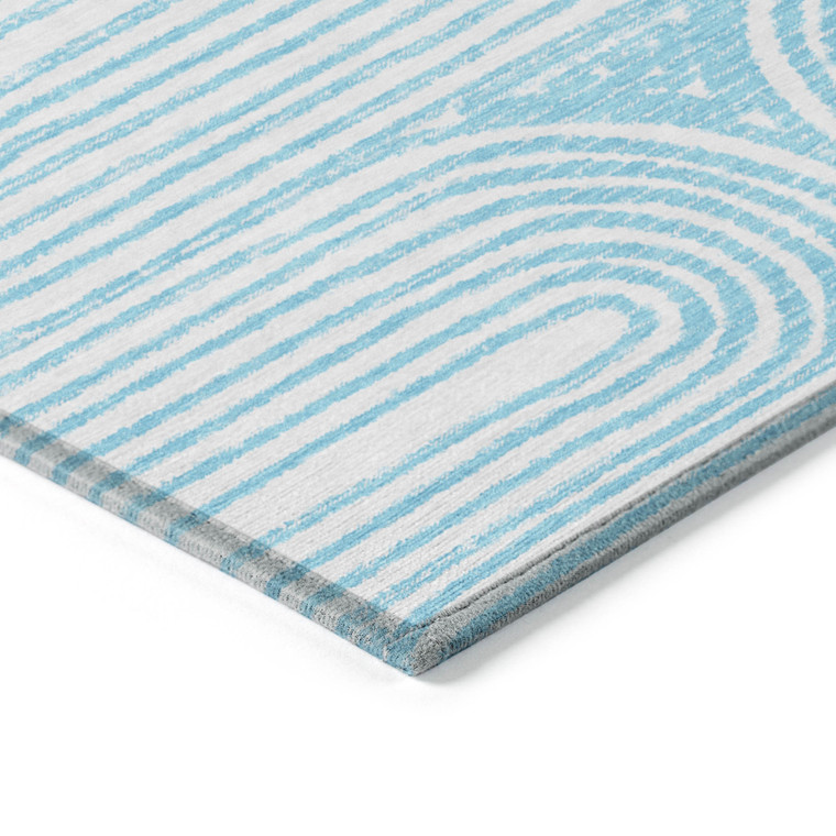 5' X 8' Teal Abstract Washable Non Skid Indoor Outdoor Area Rug - 608219302191