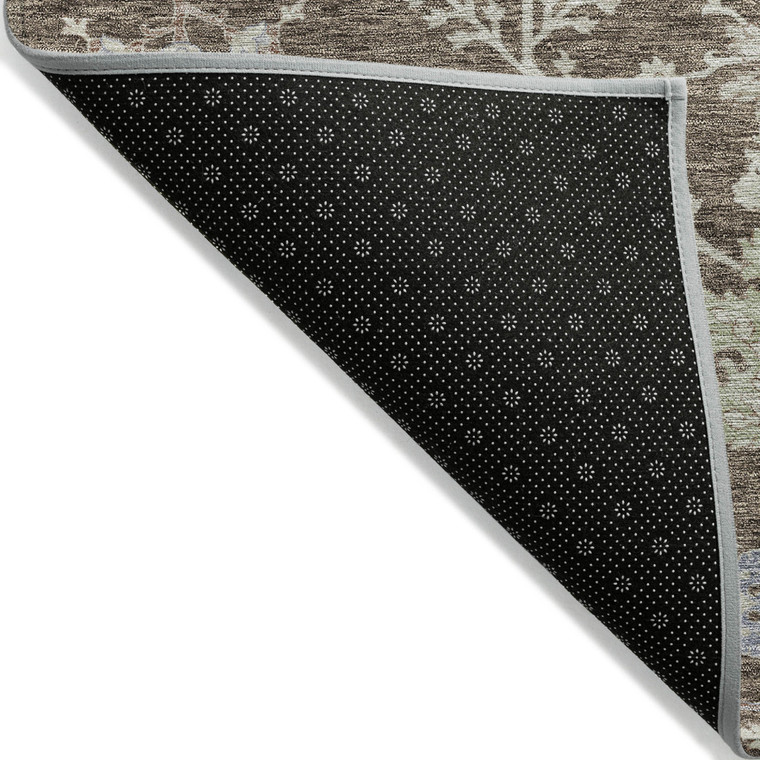 3' X 5' Brown Beige And Green Floral Washable Indoor Outdoor Area Rug