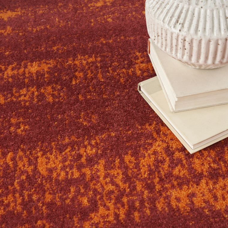 6' X 9' Red And Orange Abstract Indoor Outdoor Area Rug