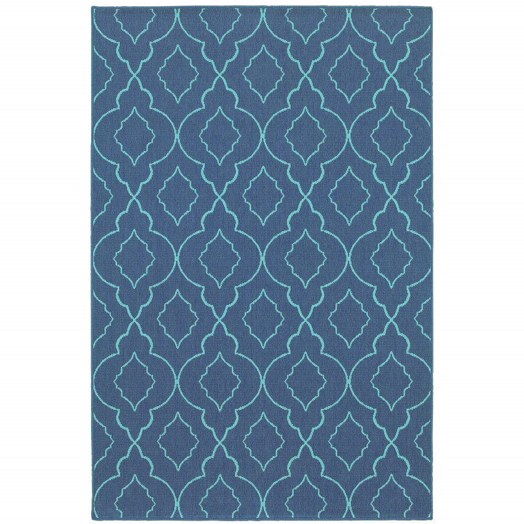 2' X 3' Blue Geometric Stain Resistant Indoor Outdoor Area Rug