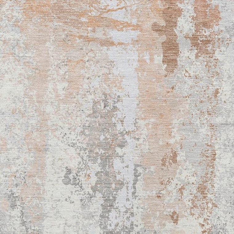 3' X 5' Coral And Ivory Abstract Washable Indoor Outdoor Area Rug - Coral, Ivory