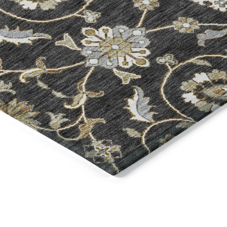 3' X 5' Black Brown And Ivory Moroccan Washable Indoor Outdoor Area Rug
