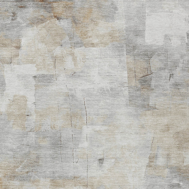 5' X 8' Linen Gray And Ivory Abstract Washable Indoor Outdoor Area Rug