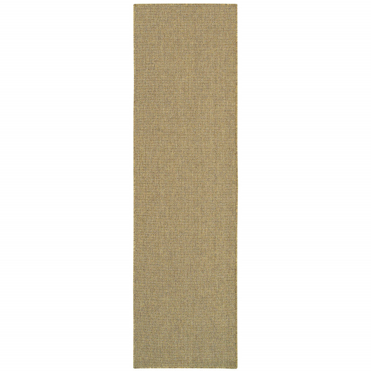 2' X 8' Tan Stain Resistant Indoor Outdoor Area Rug Polypropylene