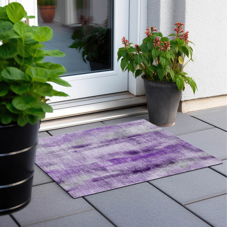 2' X 3' Purple Washable Non Skid Indoor Outdoor Area Rug