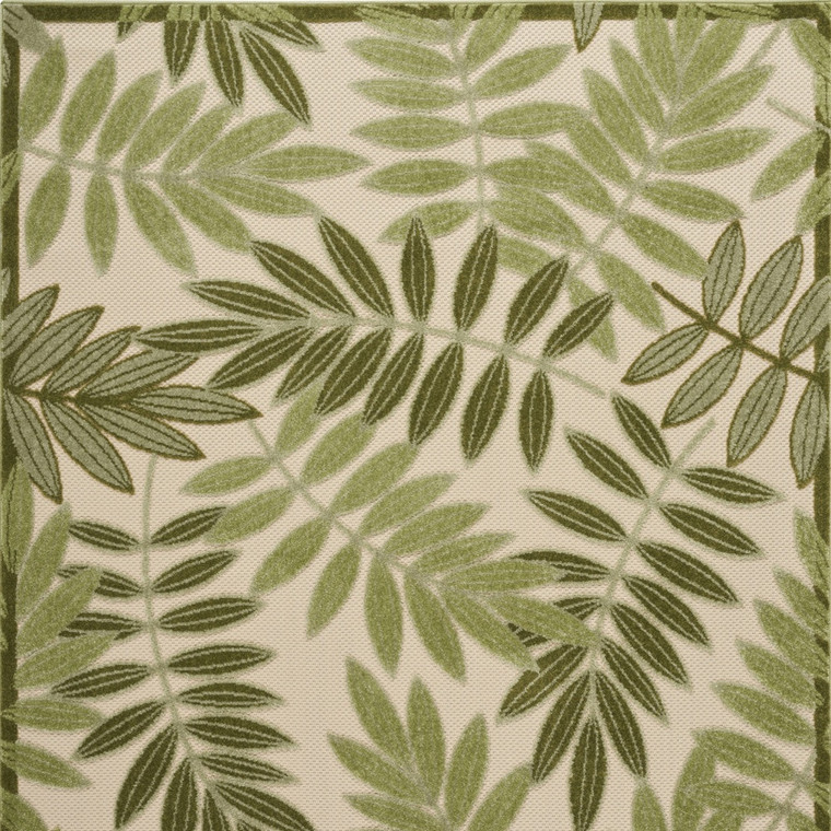 4' X 6' Ivory And Green Palm Leaf Indoor Outdoor Area Rug