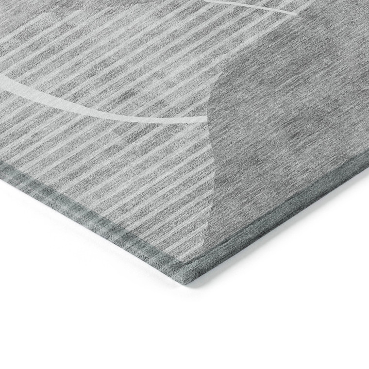 3' X 5' Gray Silver And Ivory Abstract Washable Indoor Outdoor Area Rug - Gray, Silver, Ivory