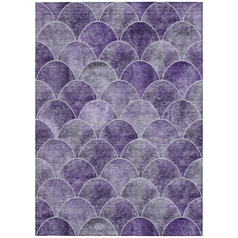 5' X 8' Purple Lilac And Lavender Abstract Washable Indoor Outdoor Area Rug