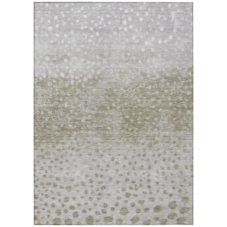 5' X 8' Taupe Green And Ivory Abstract Washable Indoor Outdoor Area Rug