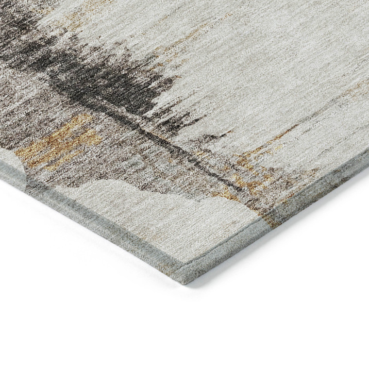 5' X 8' Beige Ivory And Taupe Abstract Washable Indoor Outdoor Area Rug