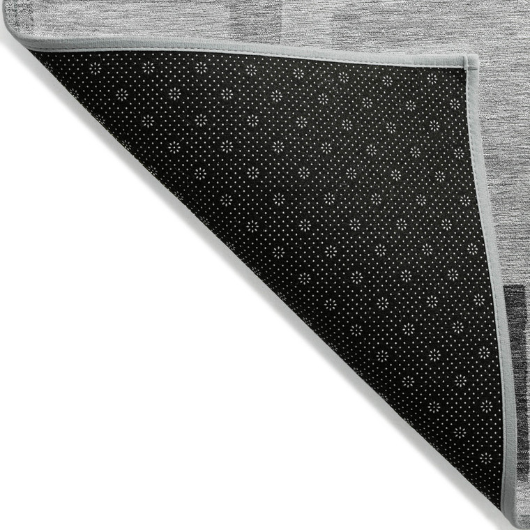 3' X 5' Gray And Charcoal Geometric Washable Indoor Outdoor Area Rug Transitional Style - Gray, Charcoal Color