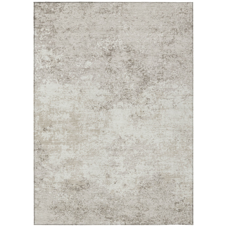 3' X 5' Ivory And Beige Abstract Washable Indoor Outdoor Area Rug Transitional Style - Ivory, Beige Color