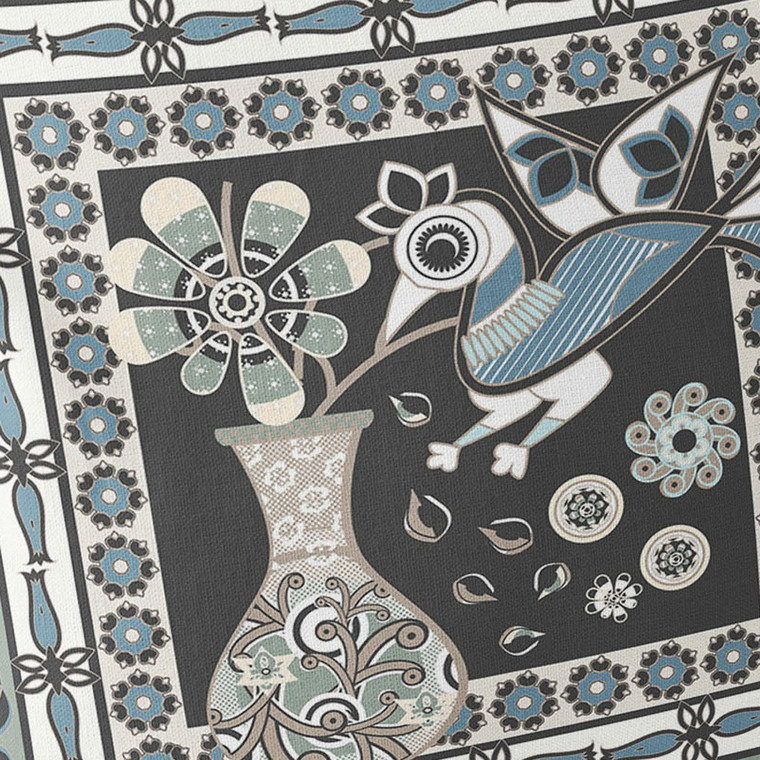 Set of Two 16" X 16" Black and Blue Peacock Blown Seam Floral Indoor Outdoor Throw Pillow - 606114836902