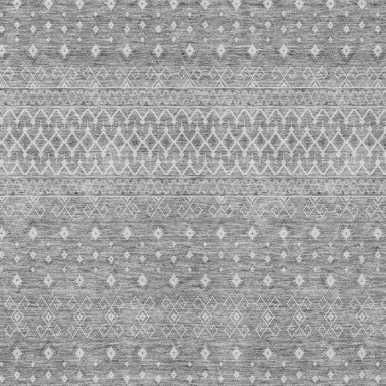 5' X 8' Silver Gray And Ivory Tribal Washable Indoor Outdoor Area Rug