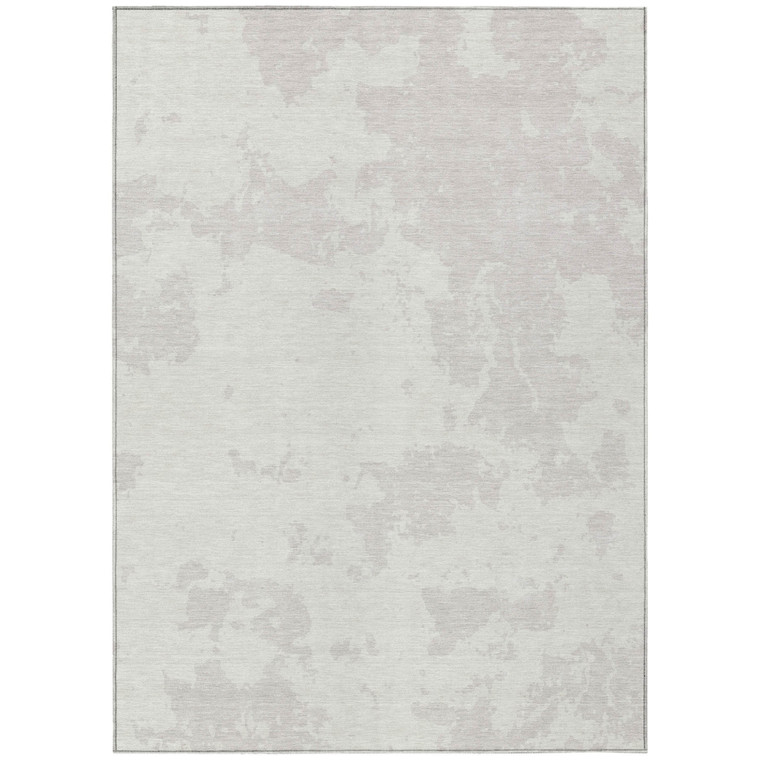 3' X 5' Ivory And Gray Abstract Washable Indoor Outdoor Area Rug
