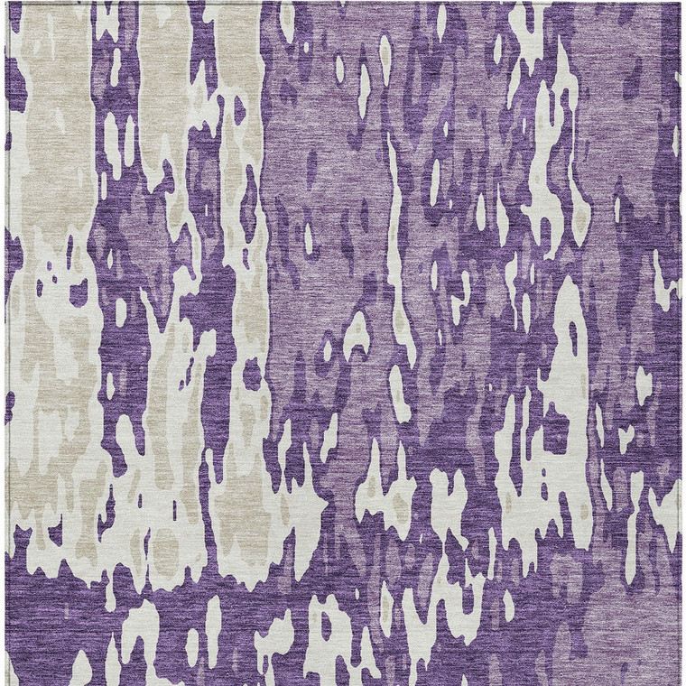 5' X 8' Purple And Ivory Abstract Washable Indoor Outdoor Area Rug - 880016763058