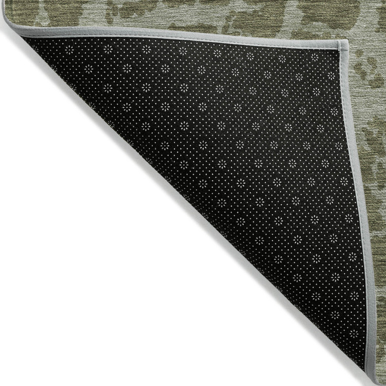 3' X 5' Green Abstract Washable Non Skid Indoor Outdoor Area Rug Transitional Style - Green Color