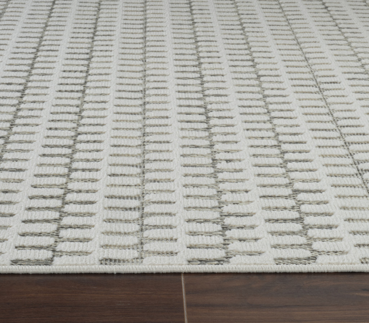 3' X 5' Cream and Beige Geometric Distressed Indoor Outdoor Area Rug