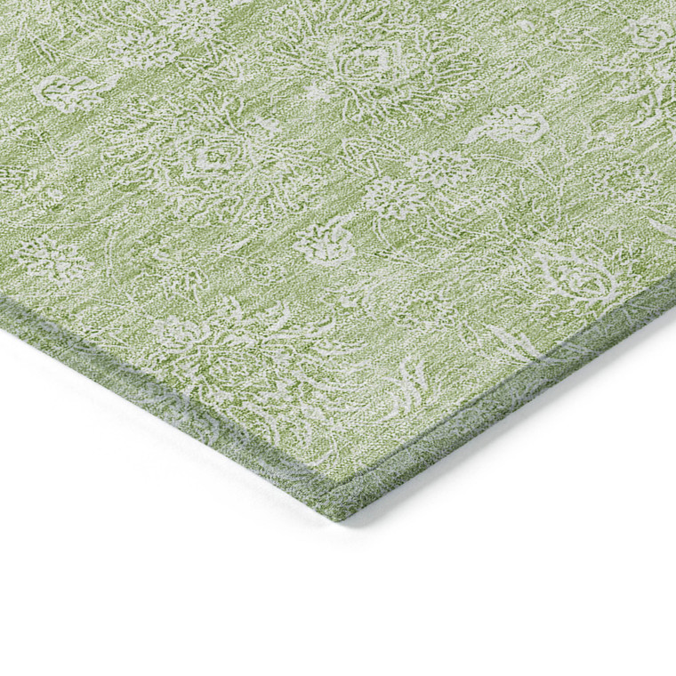 5' X 8' Artichoke Green Mint Green And Ivory Floral Washable Indoor Outdoor Area Rug - 608219169749