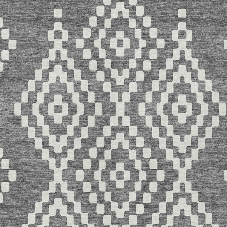 5' X 8' Gray And Ivory Geometric Washable Indoor Outdoor Area Rug Transitional Style - Gray, Ivory Color
