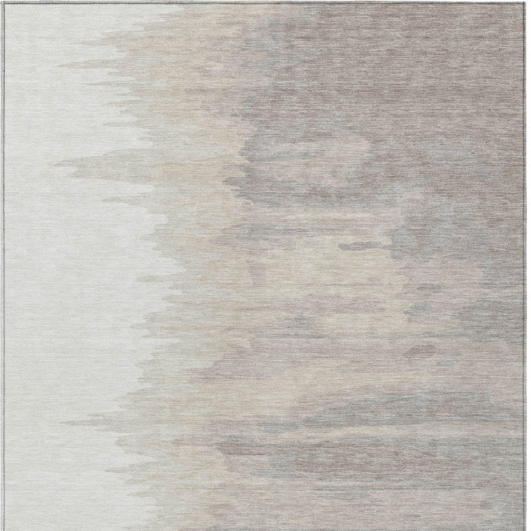 3' X 5' Ivory And Brown Abstract Washable Indoor Outdoor Area Rug - Ivory, Brown