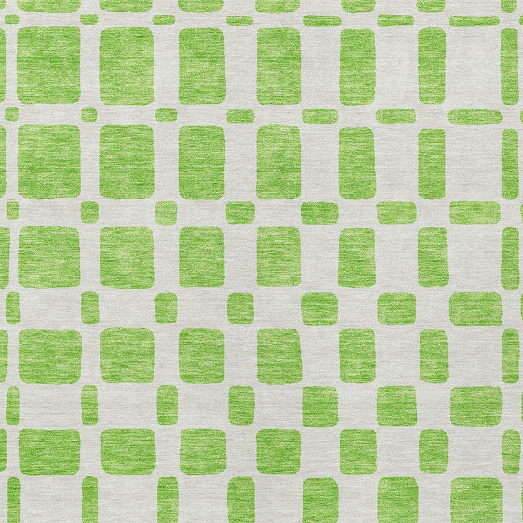 3' X 5' Lime Green And Ivory Geometric Washable Indoor Outdoor Area Rug - 608219385378