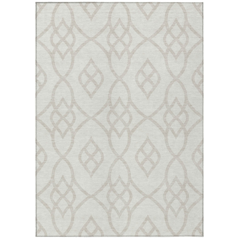 3' X 5' Ivory And Gray Trellis Washable Indoor Outdoor Area Rug