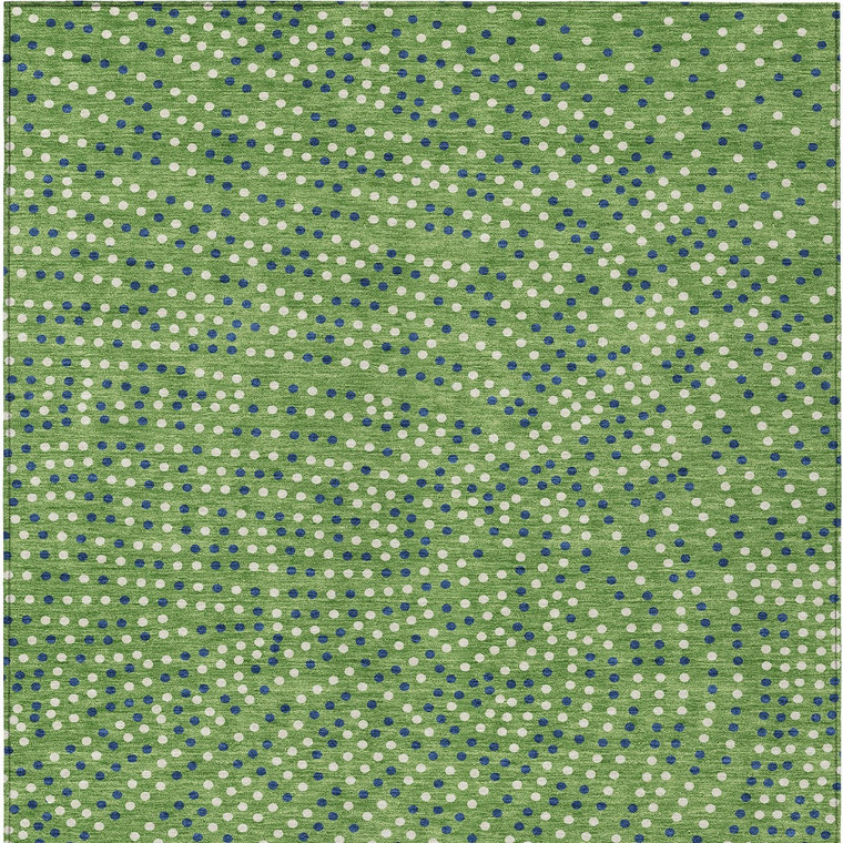 5' X 8' Green Blue And Ivory Polka Dot Washable Indoor Outdoor Area Rug