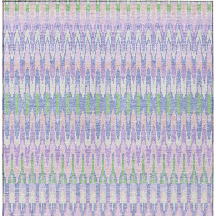 5' X 8' Lavender Pink And Lime Green Southwestern Washable Indoor Outdoor Area Rug