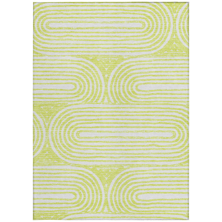 3' X 5' Green And White Abstract Washable Indoor Outdoor Area Rug - Green, White