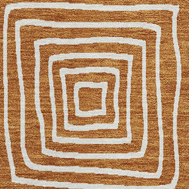 5' X 8' Copper And Ivory Geometric Washable Indoor Outdoor Area Rug - Copper, Ivory
