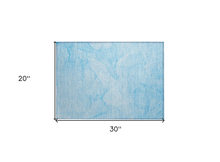 2' X 3' Blue Abstract Washable Non Skid Indoor Outdoor Area Rug Transitional Style - Blue Color