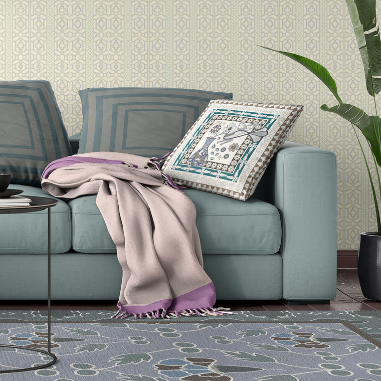 20" x 20" Off White Peacock Blown Seam Floral Indoor Outdoor Throw Pillow - 606114754374