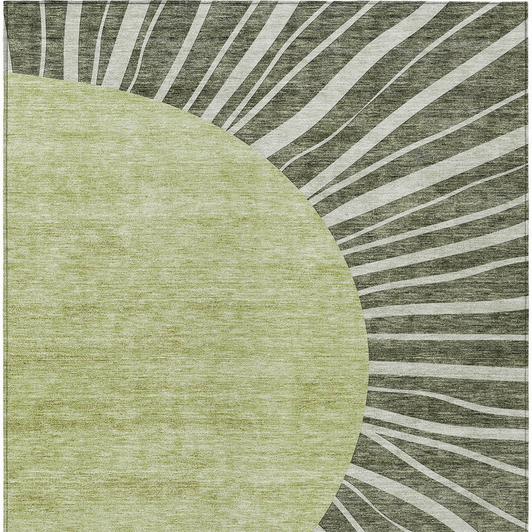 5' X 8' Olive Green And Artichoke Green Abstract Washable Indoor Outdoor Area Rug Transitional Style - Olive Green, Artichoke Green Color