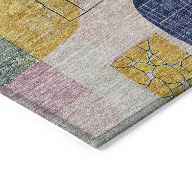 5' X 8' Plum Purple And Copper Abstract Washable Indoor Outdoor Area Rug