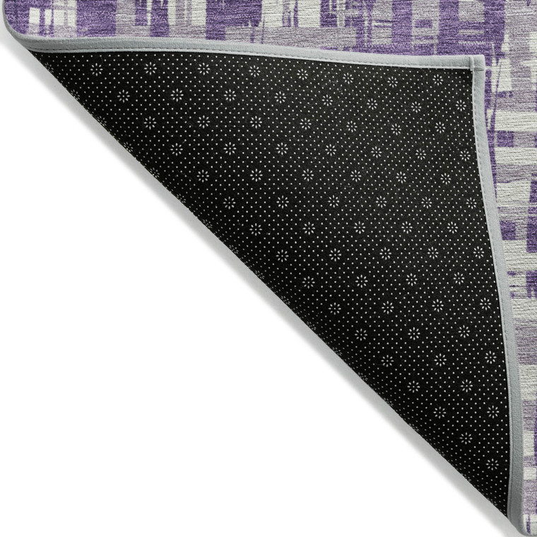 3' X 5' Purple And Lavender Abstract Washable Indoor Outdoor Area Rug Transitional Style - Purple, Lavender Color