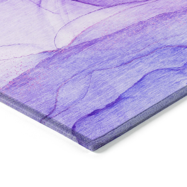 5' X 8' Purple Abstract Washable Non Skid Indoor Outdoor Area Rug Transitional Style - Purple Color