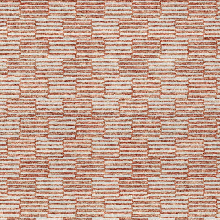 5' X 8' Salmon And Ivory Geometric Washable Indoor Outdoor Area Rug - 608219151768