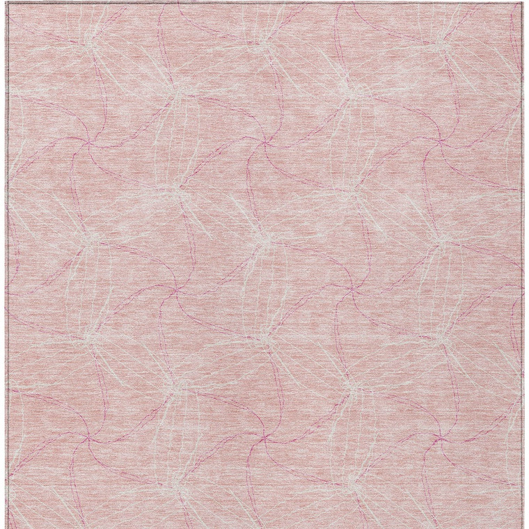 5' X 8' Pink And Ivory Geometric Washable Indoor Outdoor Area Rug - Pink, Ivory