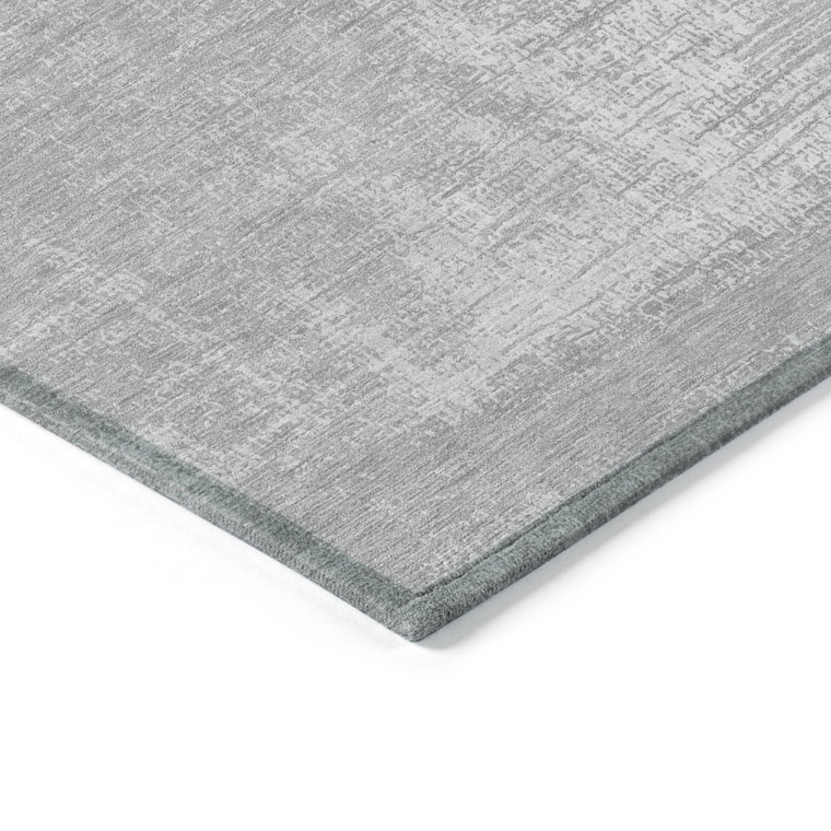 3' X 5' Silver And Gray Abstract Washable Indoor Outdoor Area Rug - Silver, Gray
