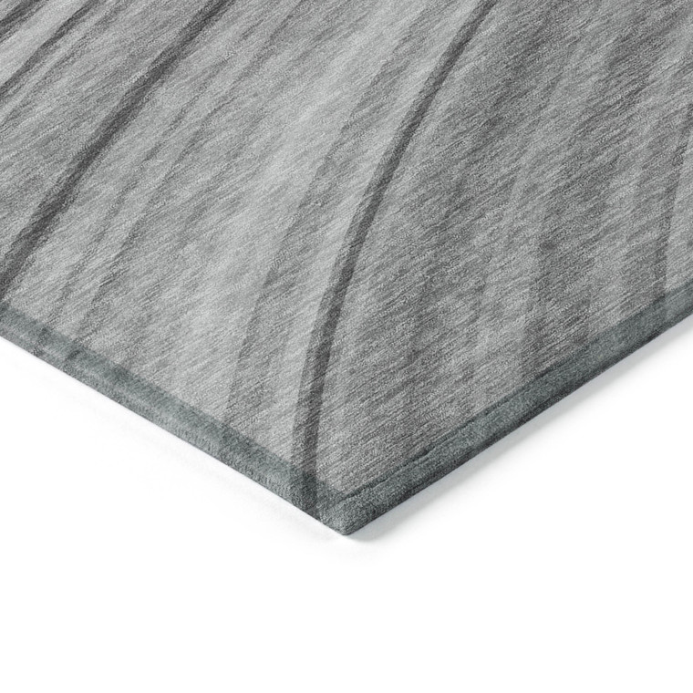 5' X 8' Gray Silver And Ivory Abstract Washable Indoor Outdoor Area Rug