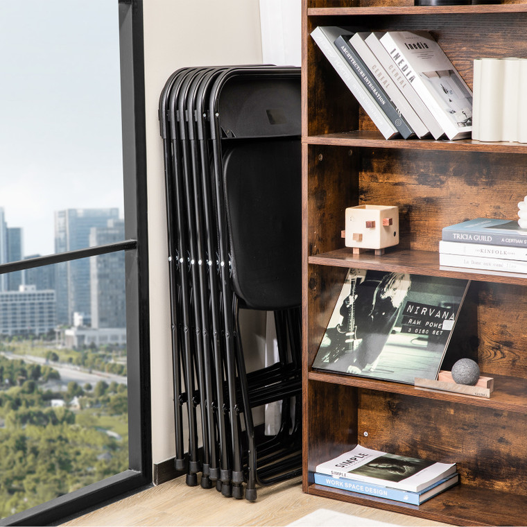 Set of Four Black Metal Outdoor Folding Stacking Dining Chairs