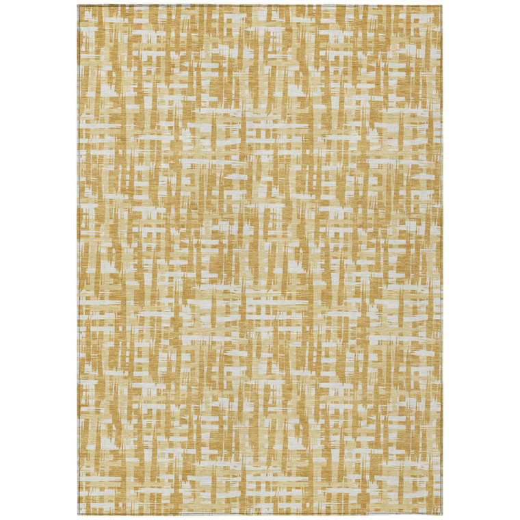 5' X 8' Gold Brown And Beige Abstract Washable Indoor Outdoor Area Rug Transitional Style - Gold, Brown, Beige Color