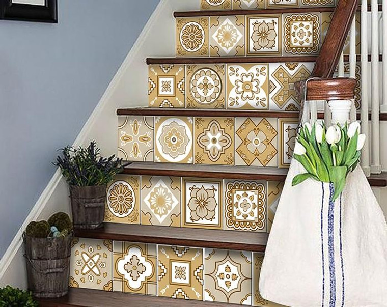 7" x 7" Vintage Brown and White Peel and Stick Removable Tiles - 4512839549781