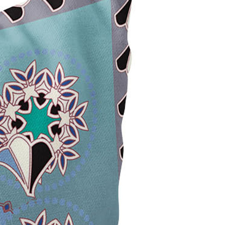 Set of Two 16" X 16" Blue and Purple Peacock Blown Seam Floral Indoor Outdoor Throw Pillow Polyester Modern Style